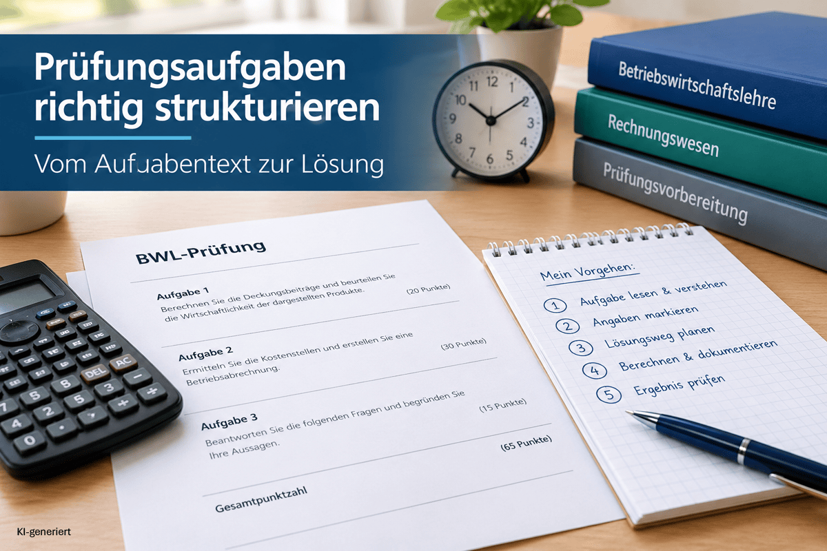 Prüfungsaufgaben richtig strukturieren: Vom Aufgabentext zur Lösung